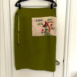 COREY LYNN CALTER embroidered silk skirt Sz M